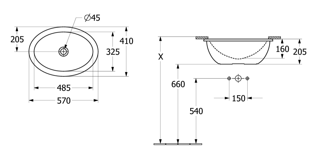 Раковина встраиваемая снизу 48см Villeroy & Boch Loop & Friends 4A540001 alpin