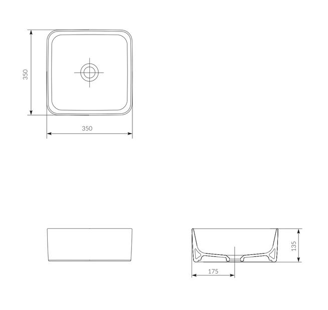 Раковина накладная 35см Cersanit Crea 35 Square UM-CRE35/1-oc-S белый