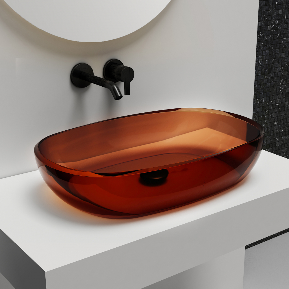 Раковина накладная 60см ABBER Kristall AT2805Opal коричневый