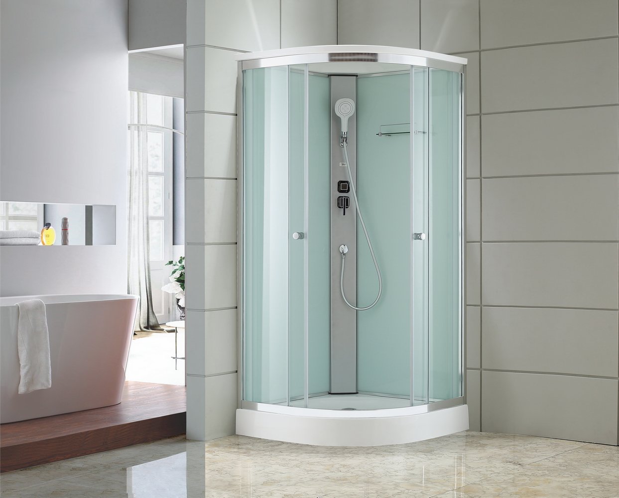 Душевая кабина Black&White G8503 90x90x215 профиль хром глянцевый, стекло прозрачное