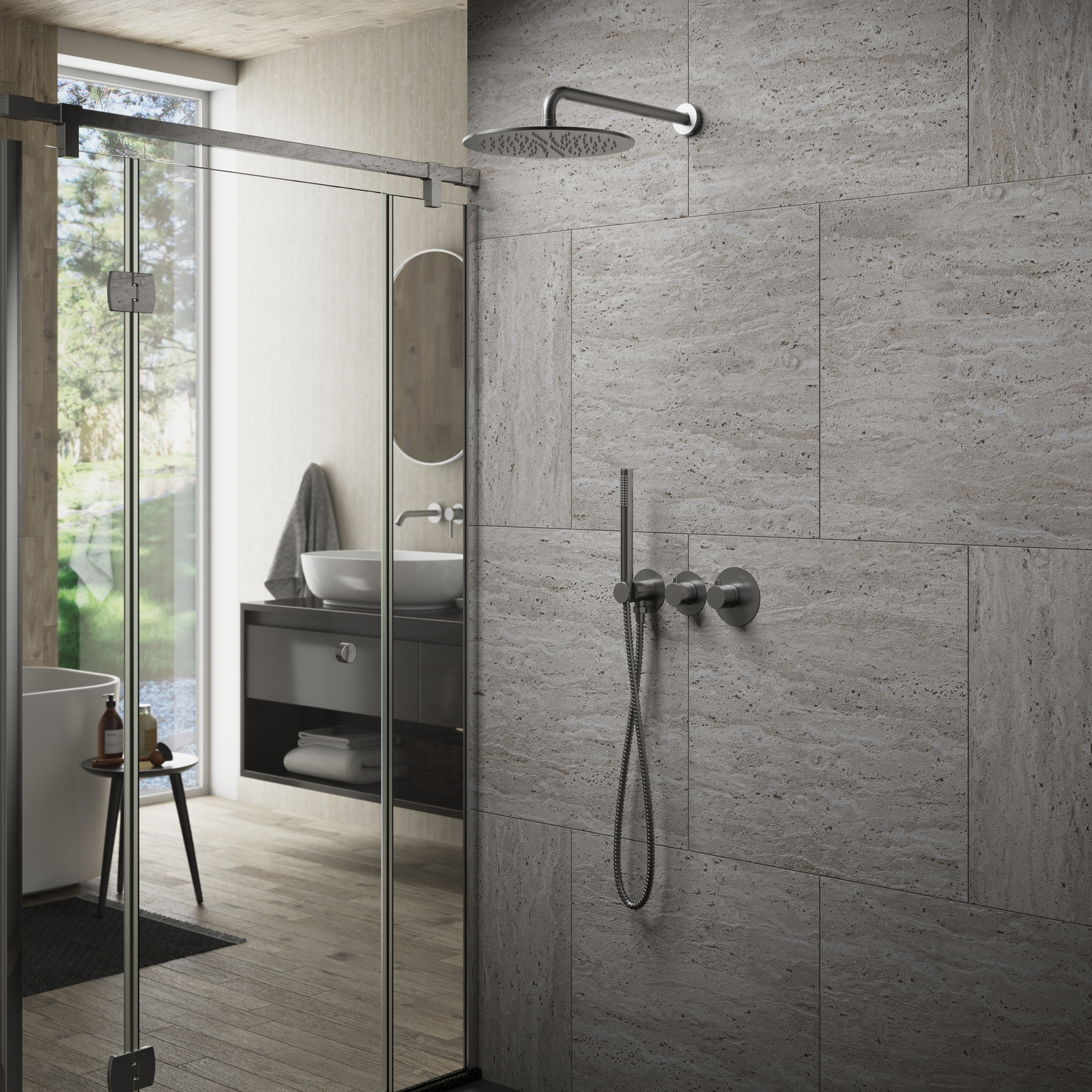 Встраиваемая душевая система с термостатом Timo Saona SX-2359/18SM черное золото