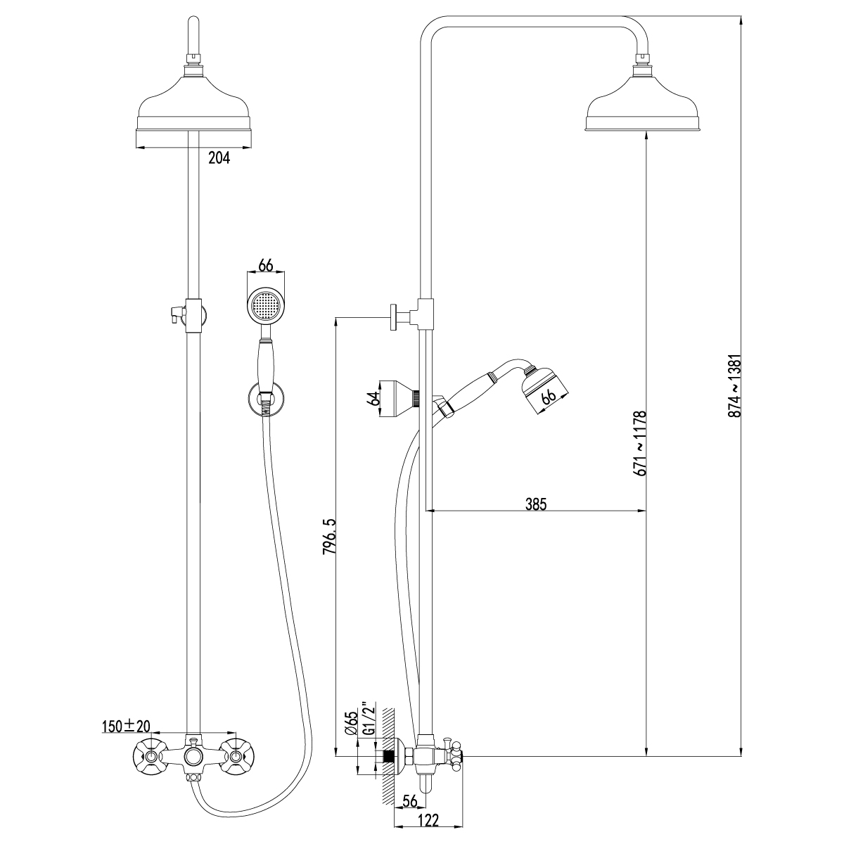 Душевая стойка Lemark Vintage LM2860B бронза