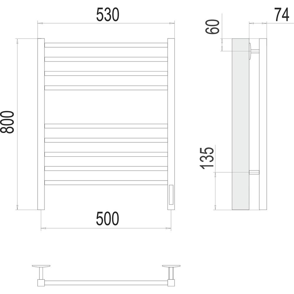 Полотенцесушитель электрический Terminus Ватикан П8 50х80 КС 903, белый матовый