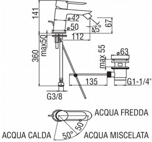 Смеситель для биде Nobili Sand SA99119/1CR хром