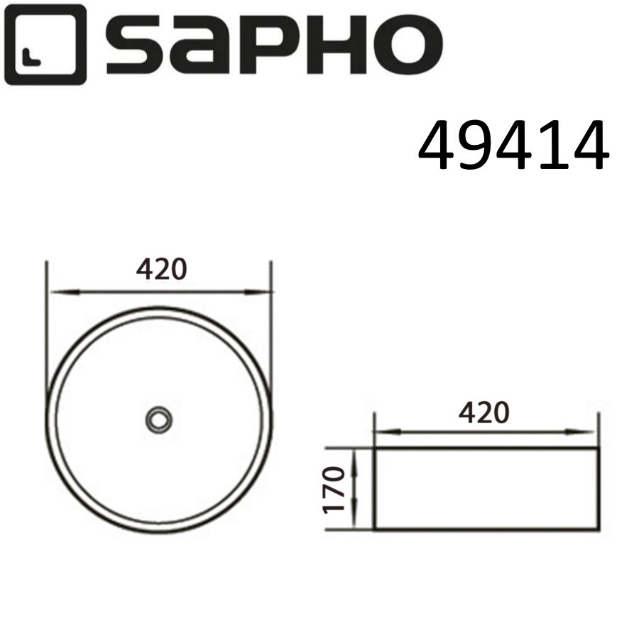 Раковина накладная 41см SAPHO RING 49414 белый