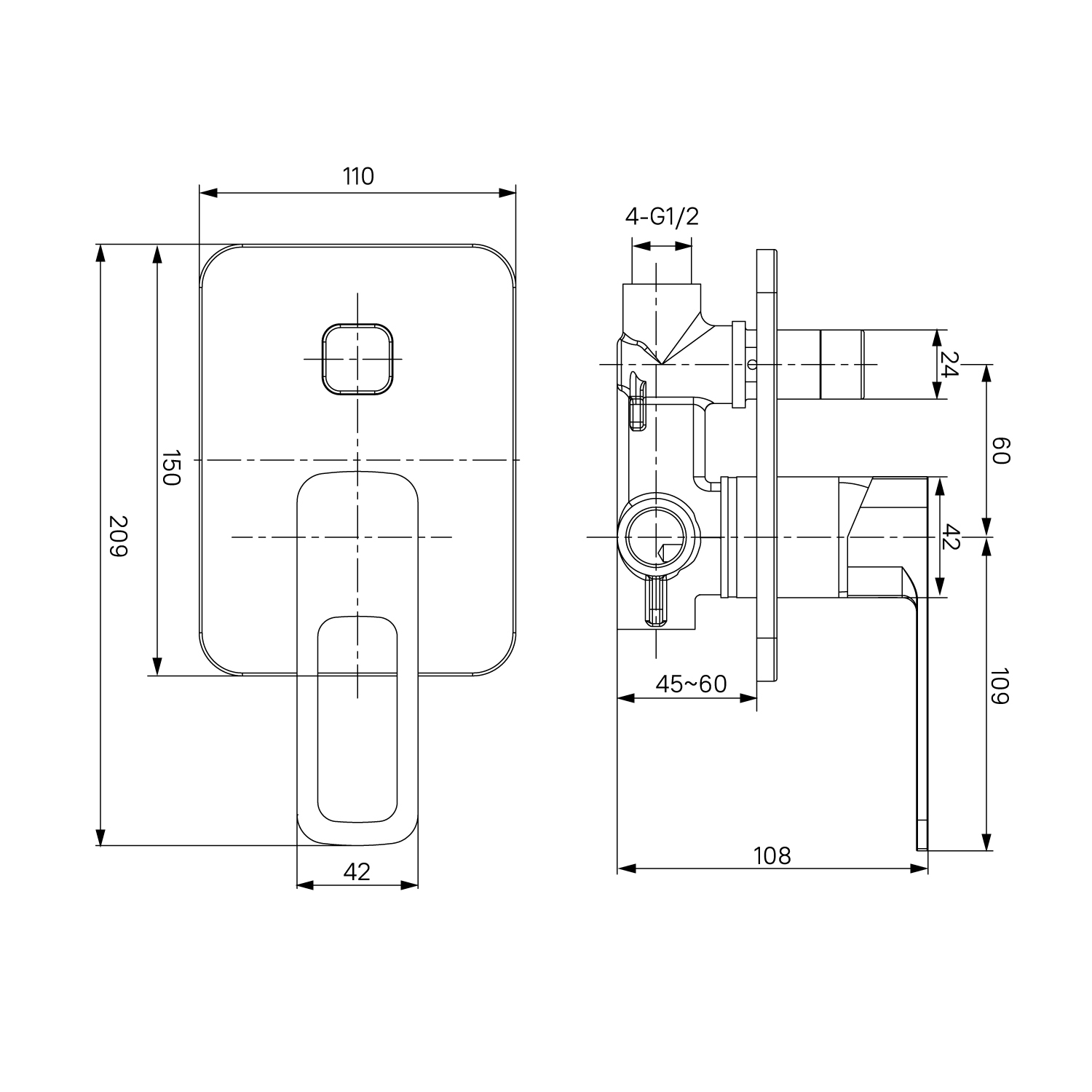 Смеситель для ванны с душем IDDIS Slide SLISB00i67 хром глянцевый