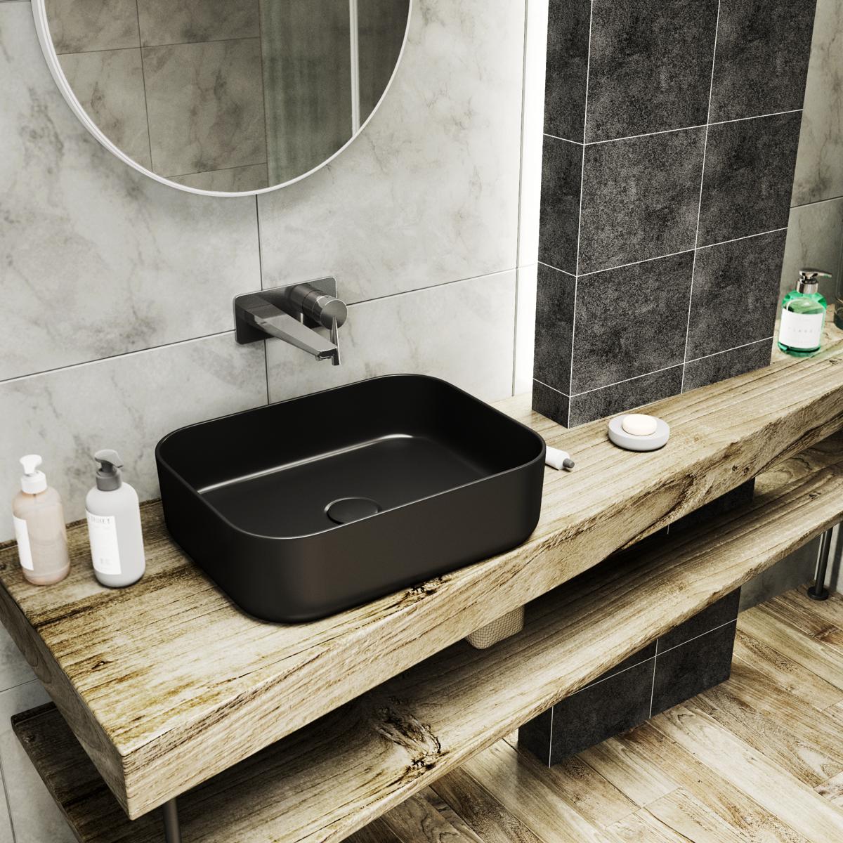 Раковина накладная 50см Point Меркурий PN43832BM черный матовый