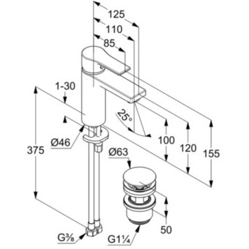 Смеситель для раковины Kludi Zenta SL 482983965 черный матовый