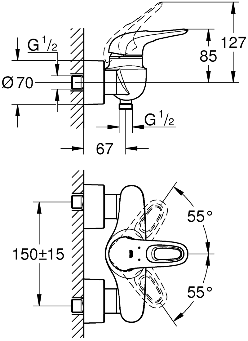Смеситель для душа Grohe Eurostyle 23722003 хром