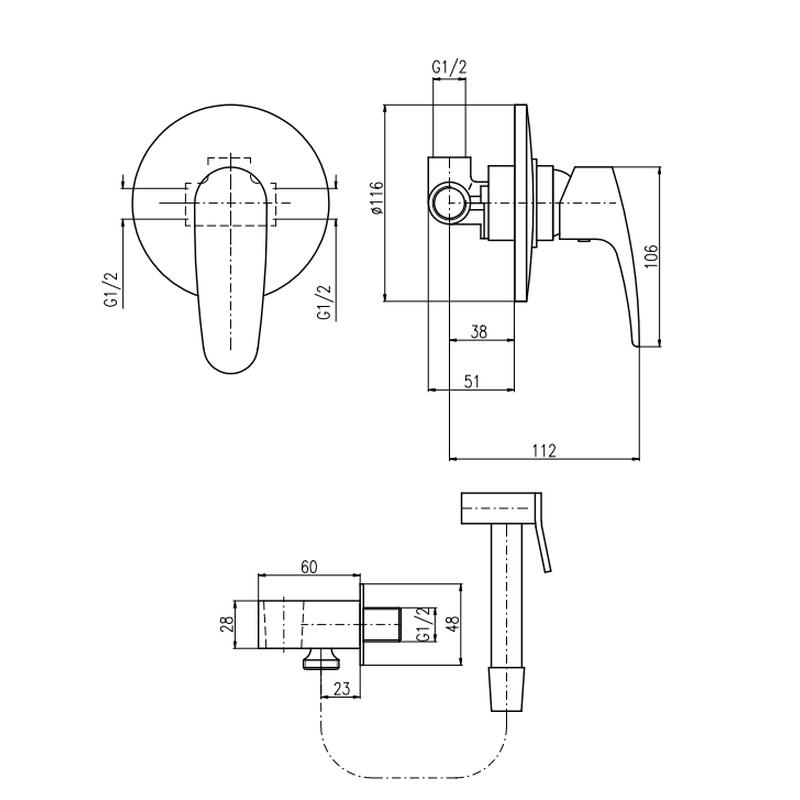 Гигиенический душ со смесителем Rav Slezak Amur AM742/1, хром
