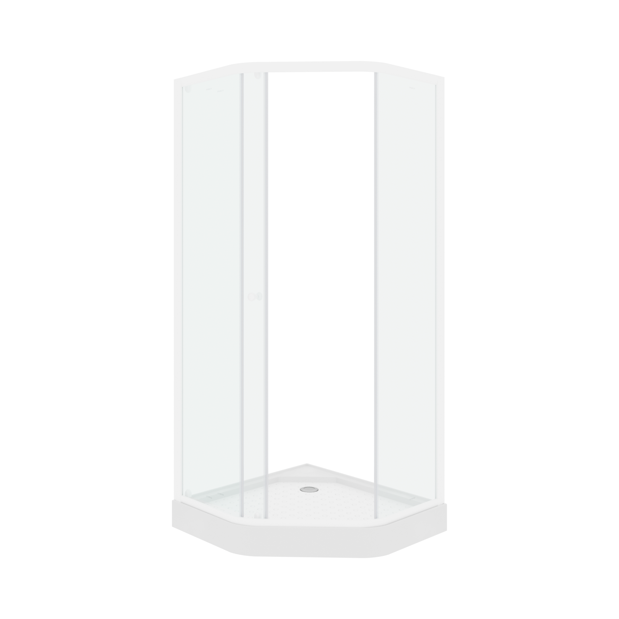 Душевой угол Parly 90x90x197 профиль белый, стекло прозрачное