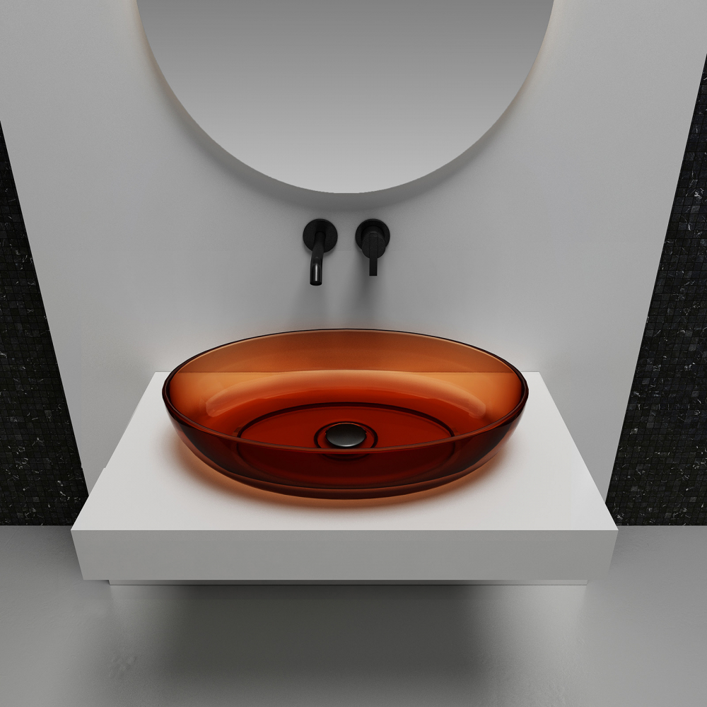 Раковина накладная 60см ABBER Kristall AT2801Opal коричневый