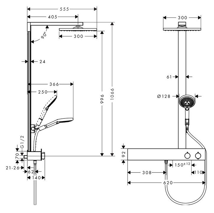 Душевая стойка Hansgrohe Raindance E 27363000 хром