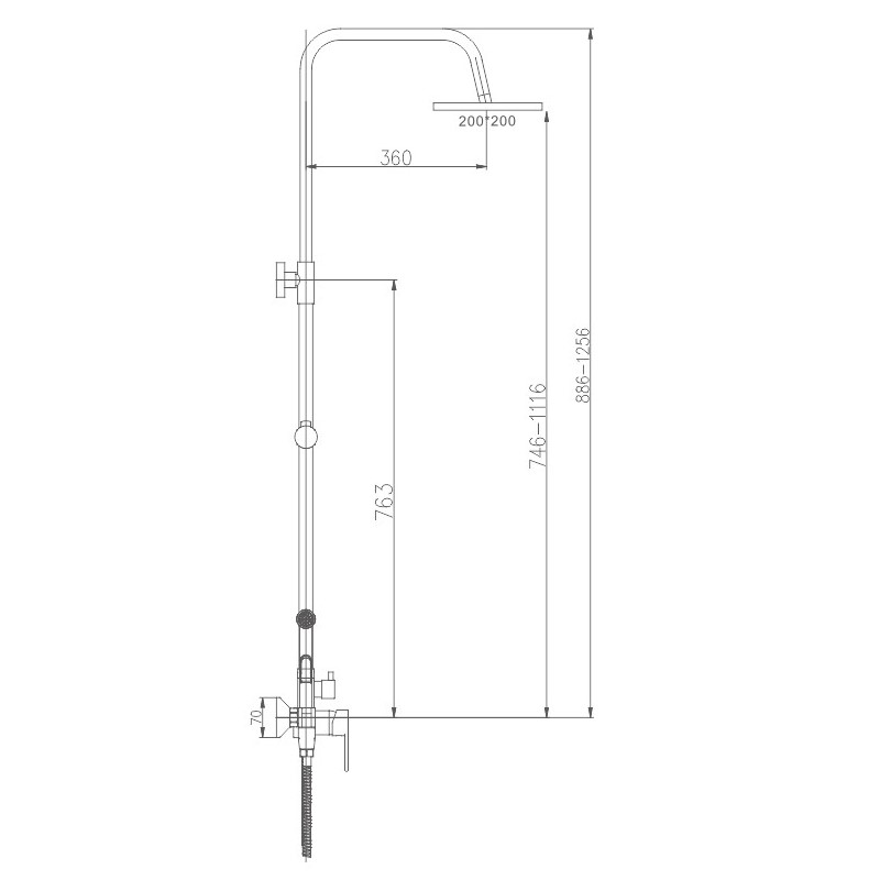Душевая система с гиг душем Haiba HB2416, хром