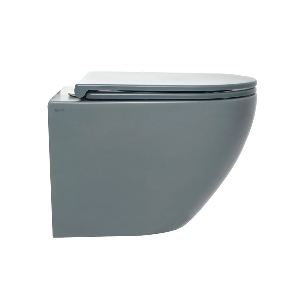 Унитаз подвесной безободковый AQUAme AQM2002MGR серый матовый, с сиденьем микролифт