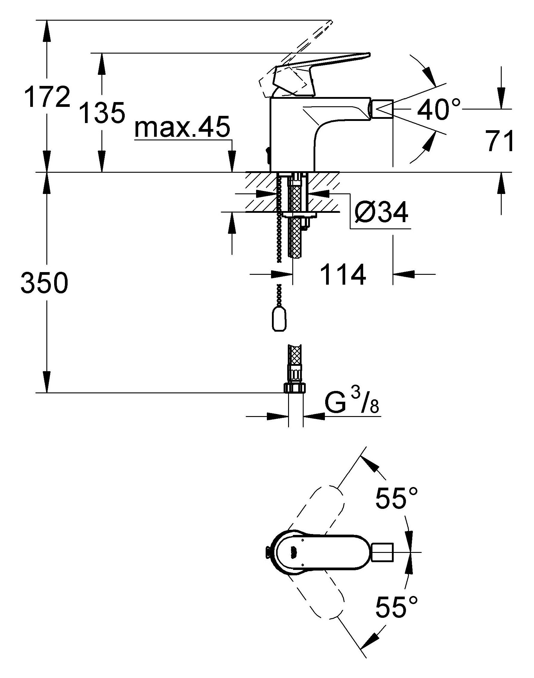 Смеситель для биде Grohe Eurosmart Cosmopolitan 32840000 хром
