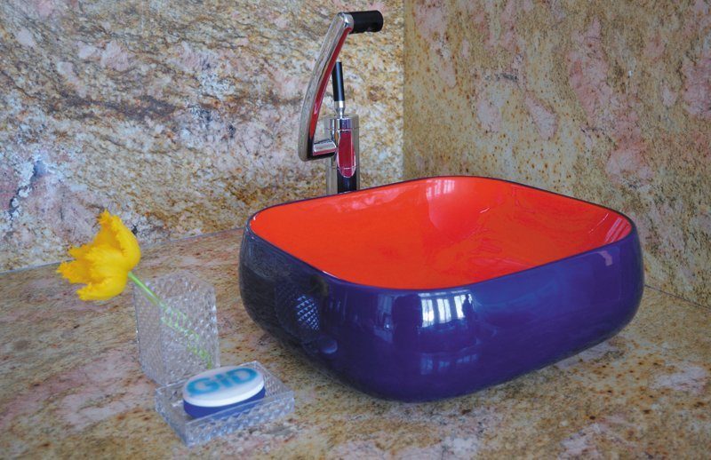 Раковина накладная 45см Gid Nc355 красный/синий