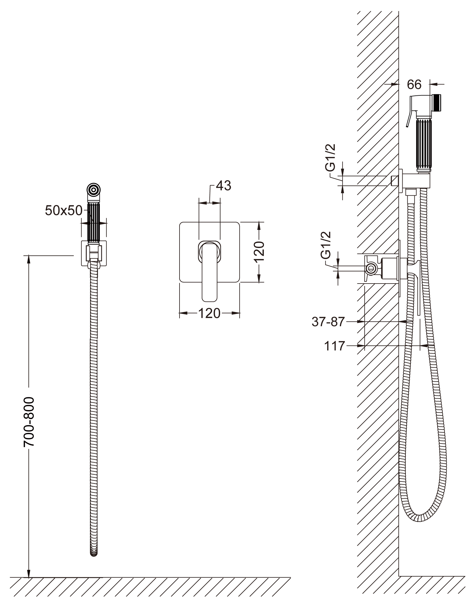 Смеситель для душа Timo Torne 4389/03SM черный матовый