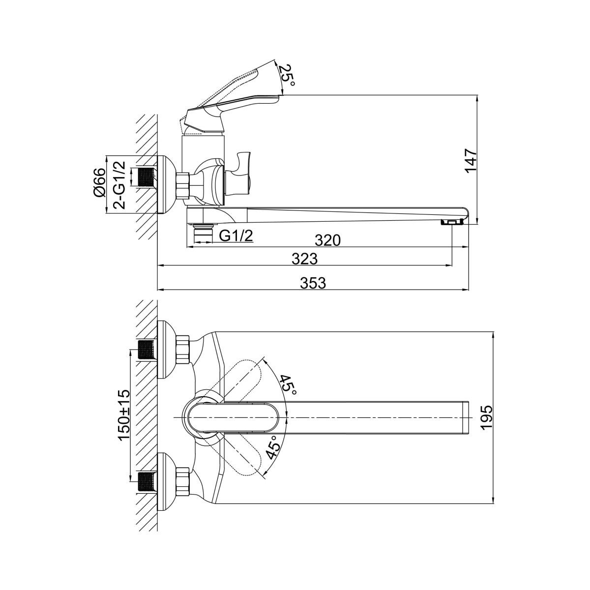 Смеситель для ванны D&K Venice DA1063301, хром