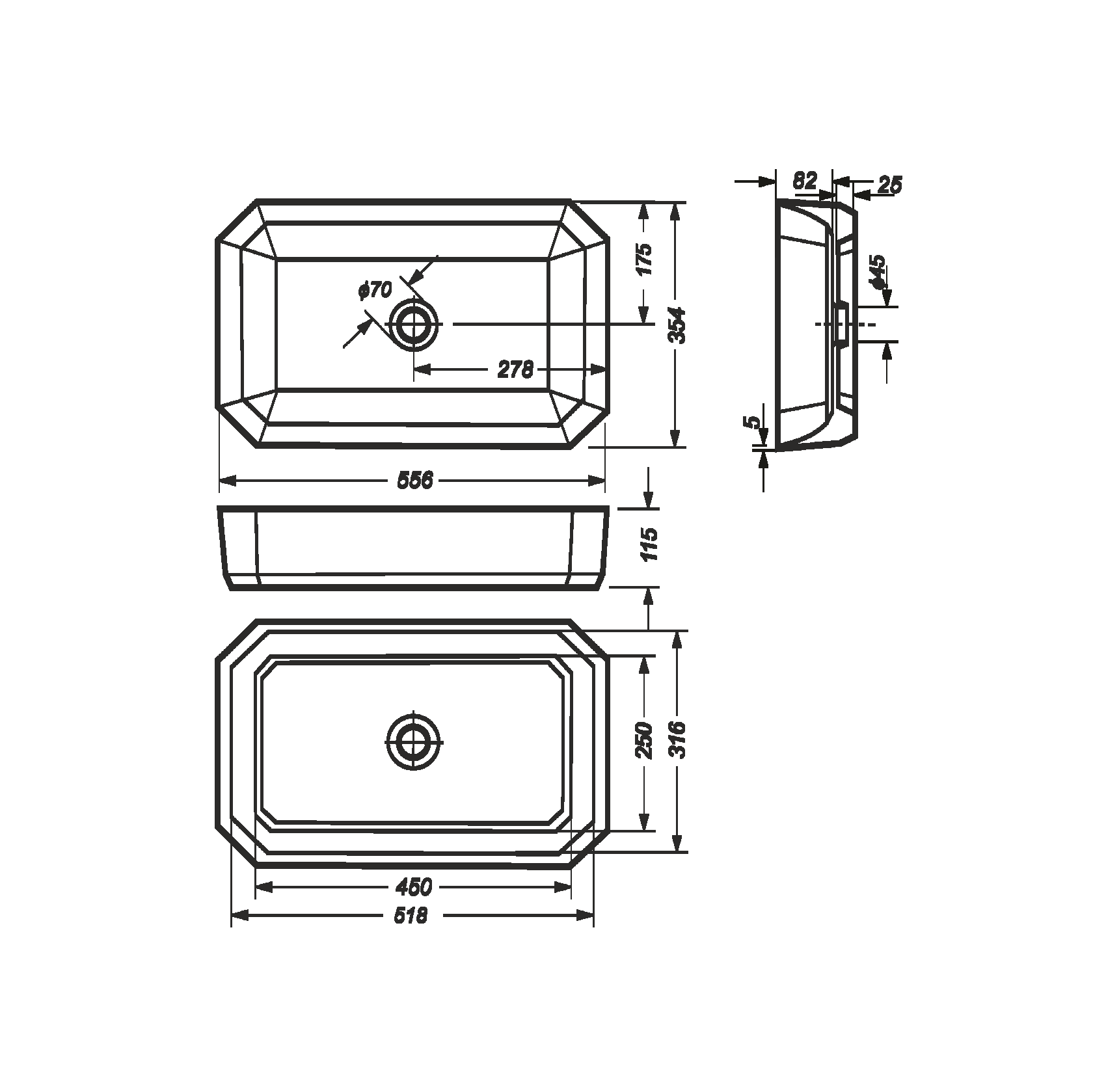 Раковина накладная 55см Sanita Luxe Line LINSLWB01 белый