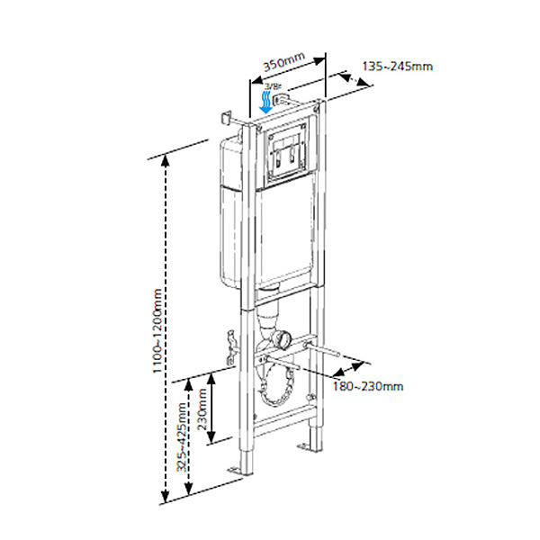 Комплект Cersanit NATURE CO DPL EO инсталляция BLACK кнопка LEON пластик хром глянцевый