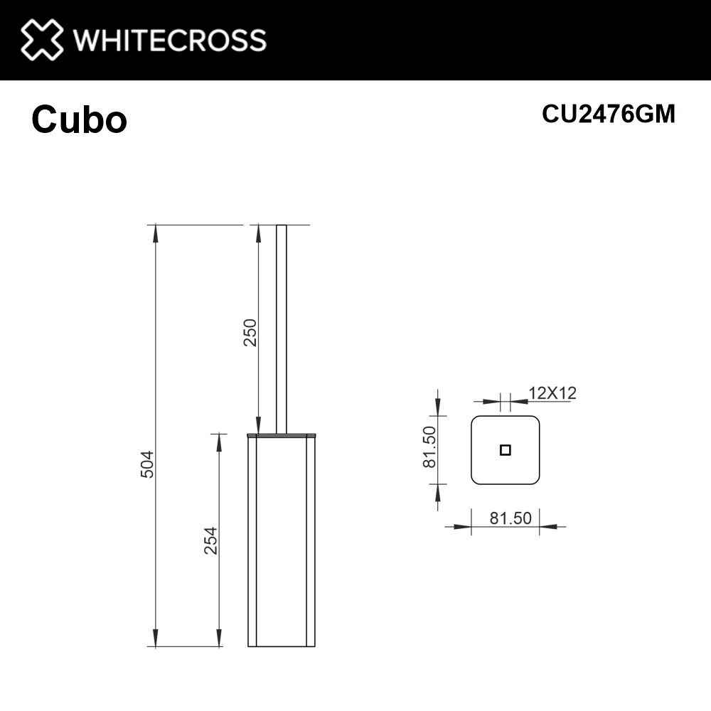Ершик напольный WHITECROSS Cubo CU2476GM (оружейная сталь)