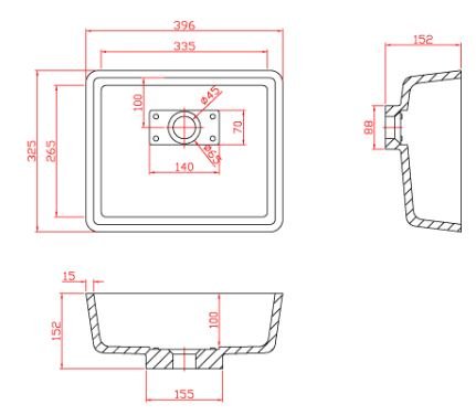 Раковина встраиваемая снизу 39,6см MonteBianco Loreto Uno 12133 белый матовый