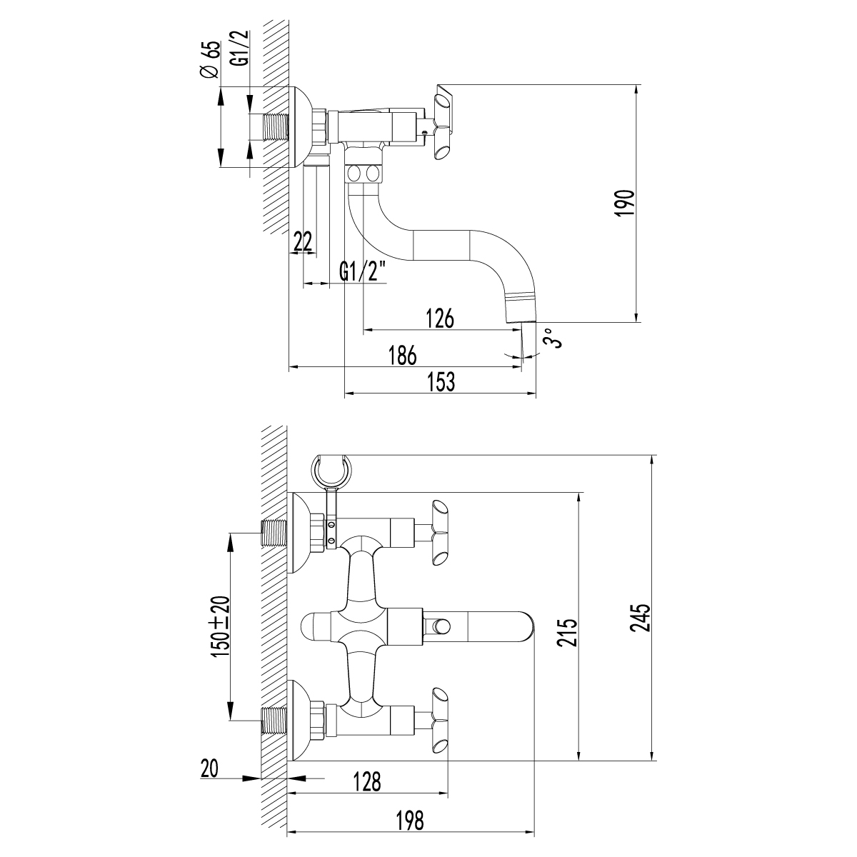 Смеситель для ванны с душем Lemark Practica LM7512C хром