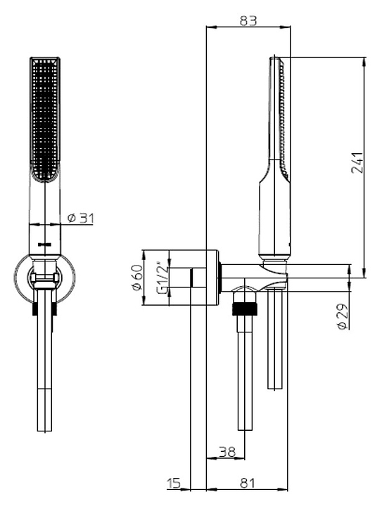 Душевой гарнитур Bossini Apice CE3004C.073 черный матовый