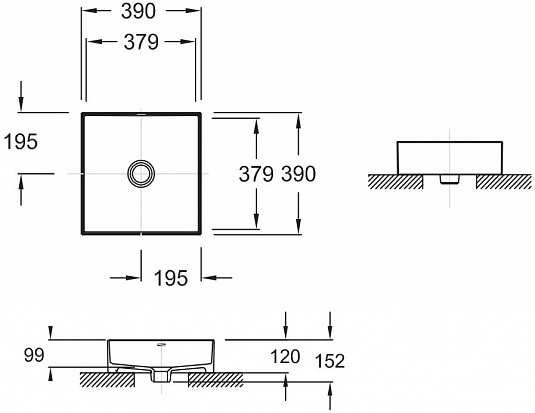Раковина накладная 39см Jacob Delafon Delta Pure E90011-0 белый