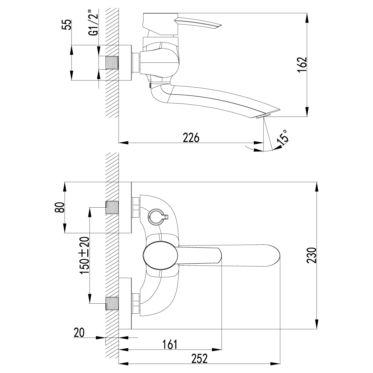 Смеситель для ванны с душем Lemark Atlantiss LM3214C хром