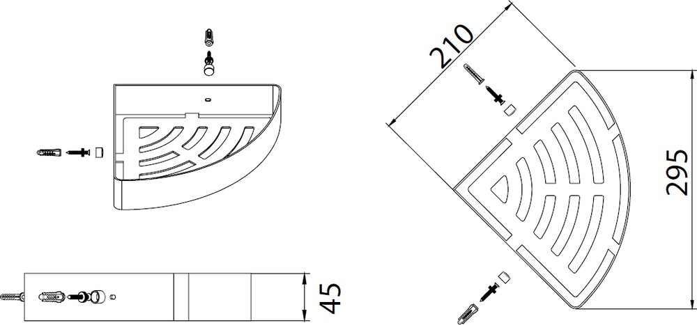 Угловая полка Fixsen Hotel FX-31003A Хром