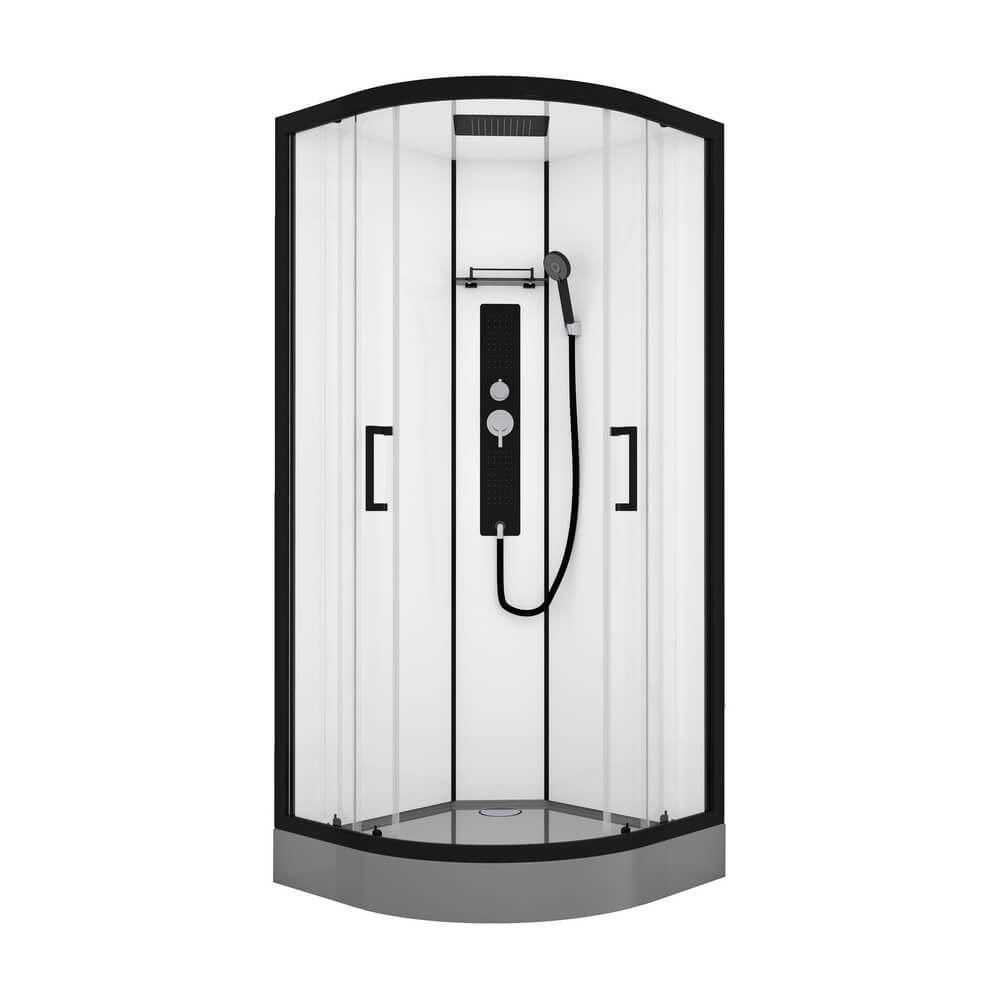 Душевая кабина Black&White G8001 90x90x215 профиль черный матовый, стекло прозрачное