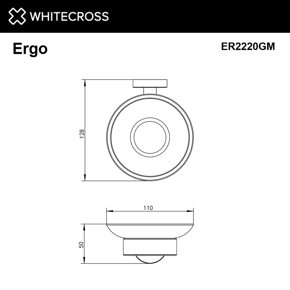 Мыльница подвесная WHITECROSS Ergo ER2220GM (оружейная сталь)