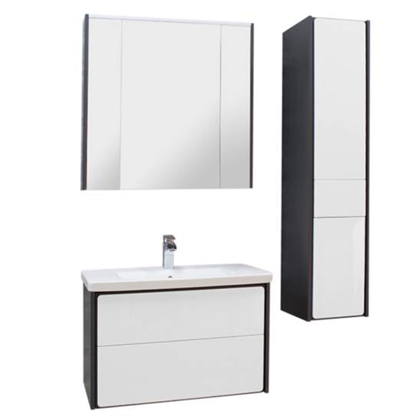 Зеркальный шкаф Roca Ronda 80 с подсветкой ZRU9302970 Белый глянец Серый матовый