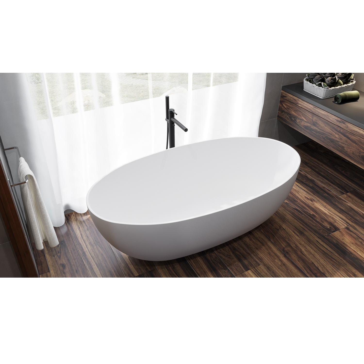 Ванна WHITECROSS Diamond 170x87 (белый мат) иск. камень