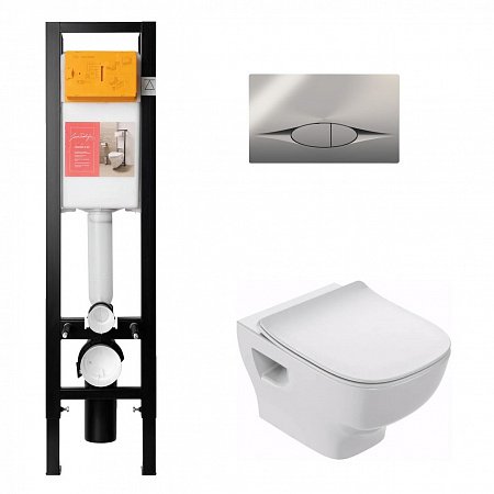 Подвесной унитаз Jacob Delafon Struktura E21754RU-00 с инсталляцией, кнопка хром