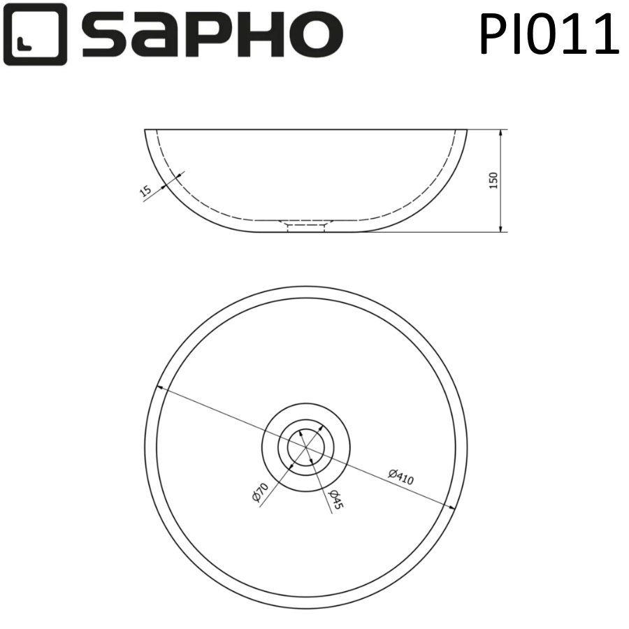 Раковина накладная 41см SAPHO PRIORI PI011 бежевый