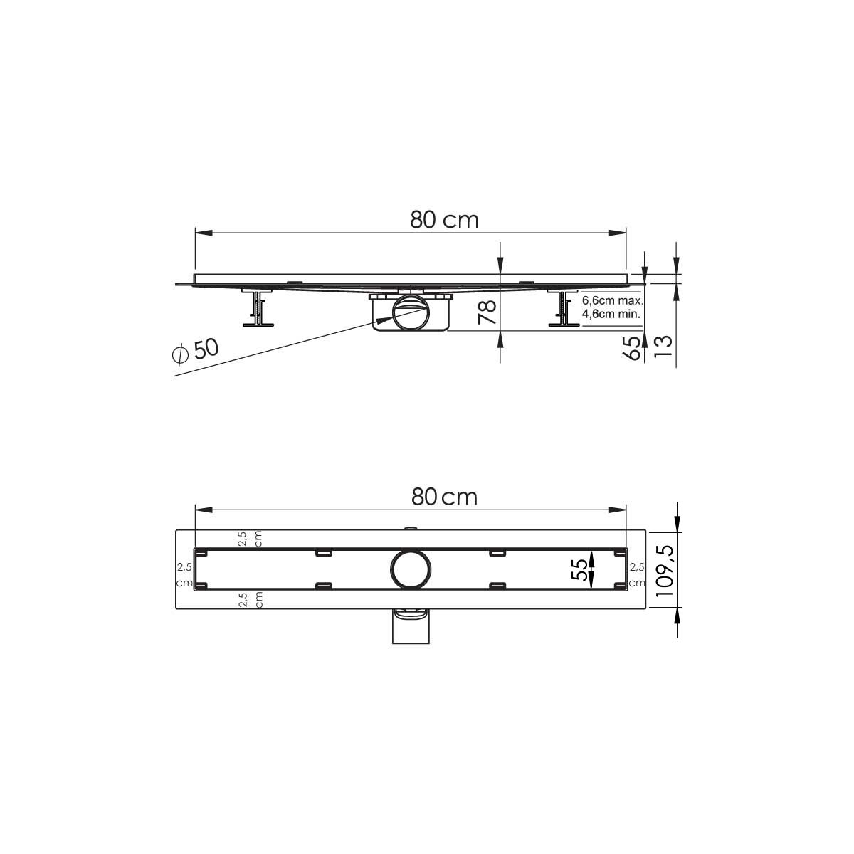 Душевой лоток Vincea SAY ALMIRA JASMIN 605.80.P.BUK, 80 см, хром