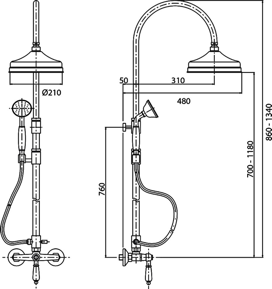 Душевая стойка Cezares Venezia VENEZIA-CD-01-Bi