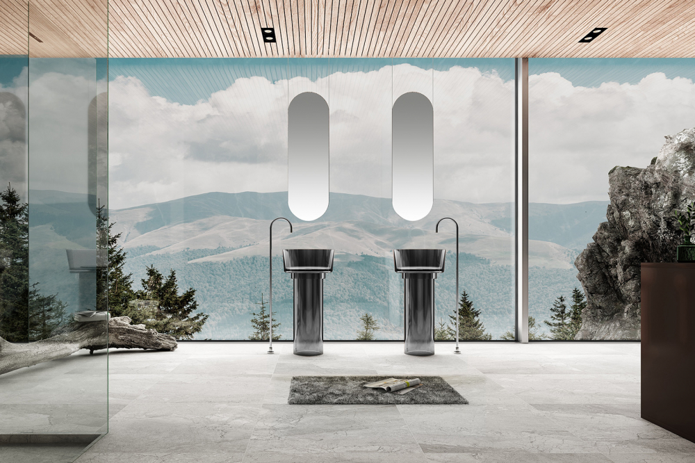 Раковина напольная 45см ABBER Kristall AT2702Onyx-H черный