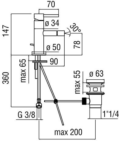 Смеситель для биде Nobili Acquerelli AQ93119/1CR Хром