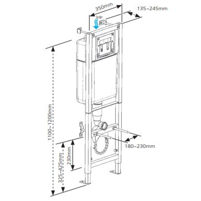 Инсталляция Cersanit BLACK 35 для унитаза механическая, кнопка LEON пластик хром глянцевый