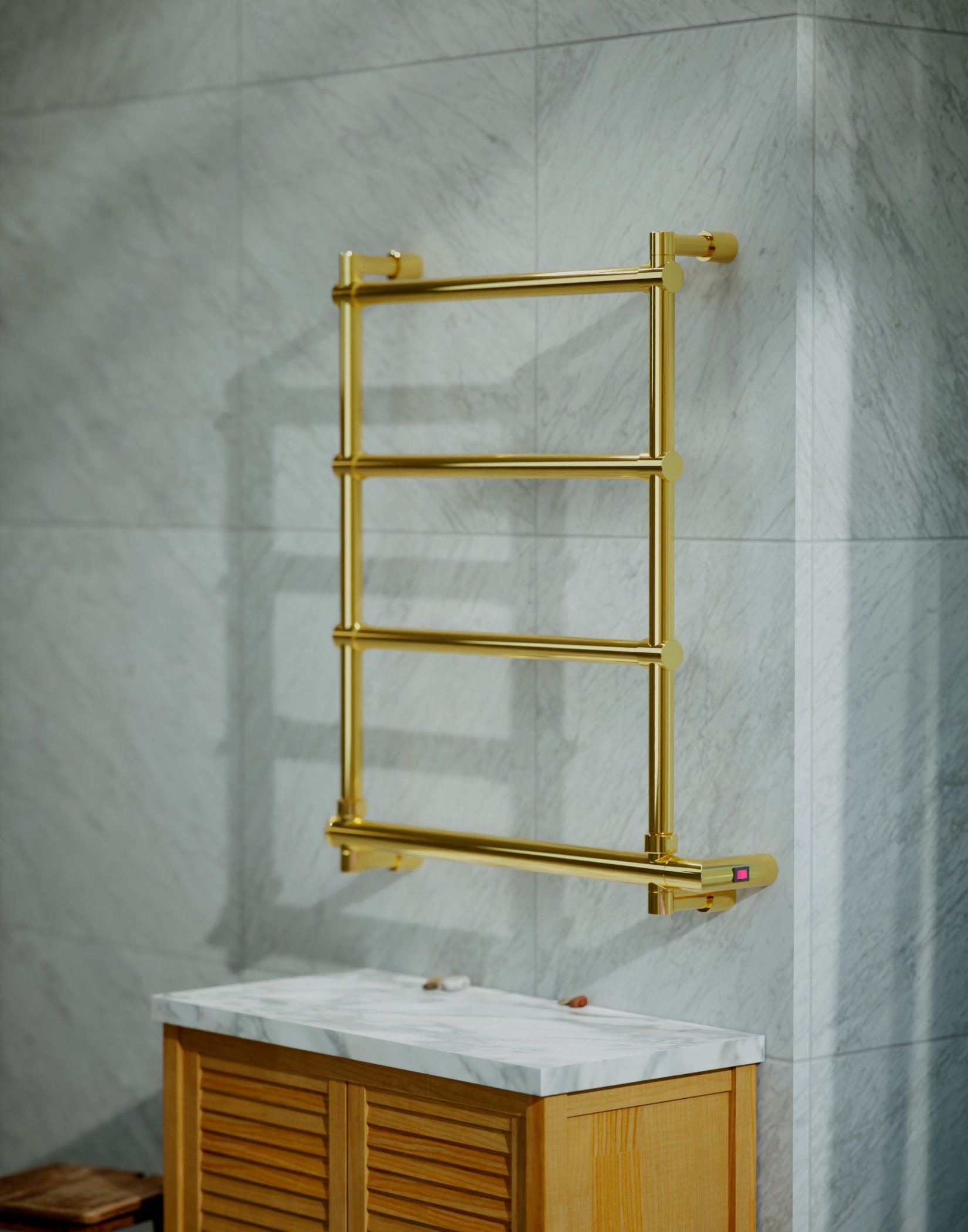 Полотенцесушитель электрический Margaroli Sole 542-4 5424704GONB 660х570 золото