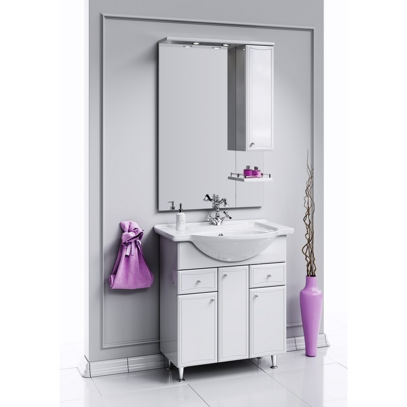 Зеркальный шкаф Aqwella Барселона 80 Ba.02.08 с подсветкой Белый