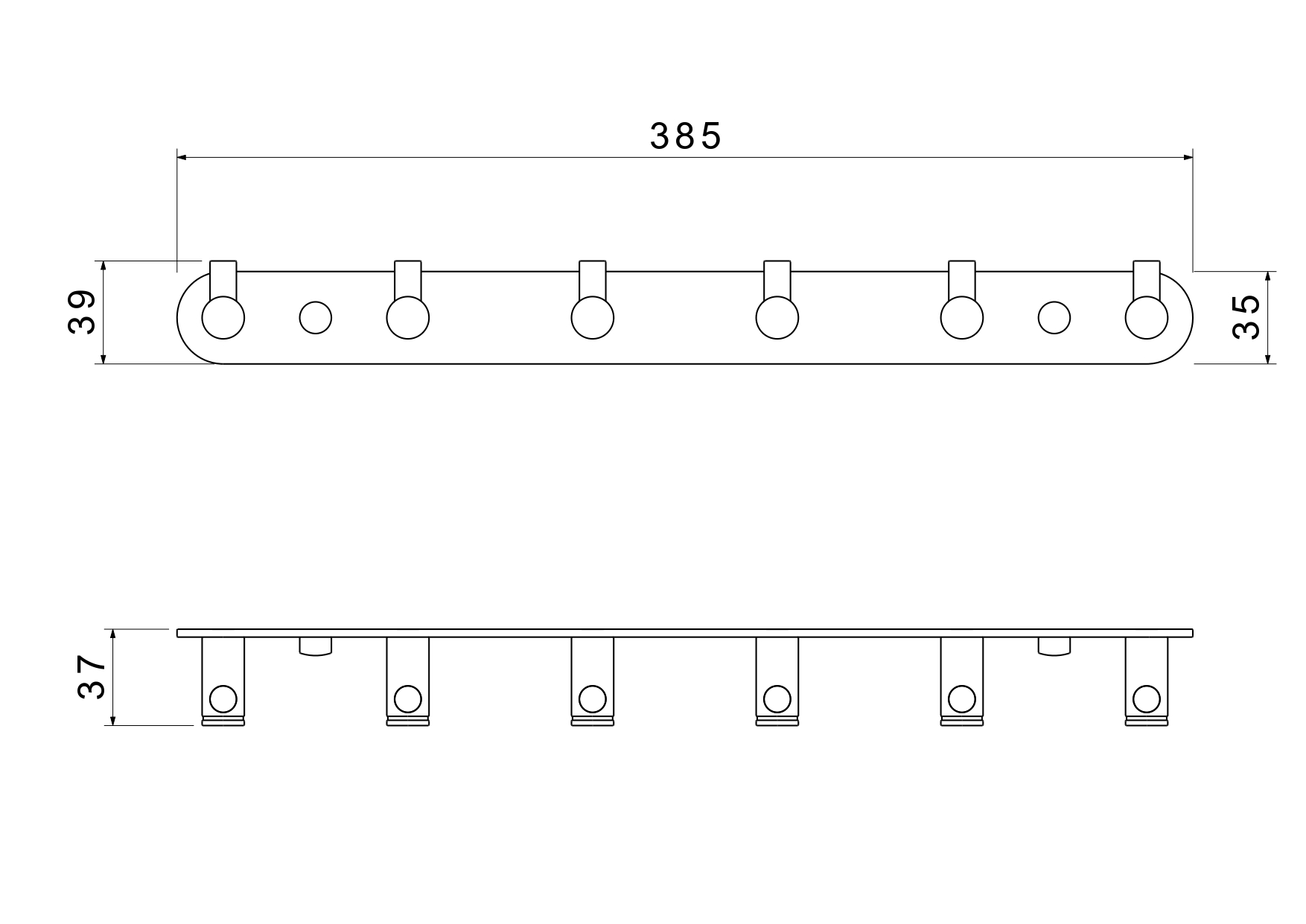 Планка с 6 крючками Aquatek Европа AQ4124CR хром