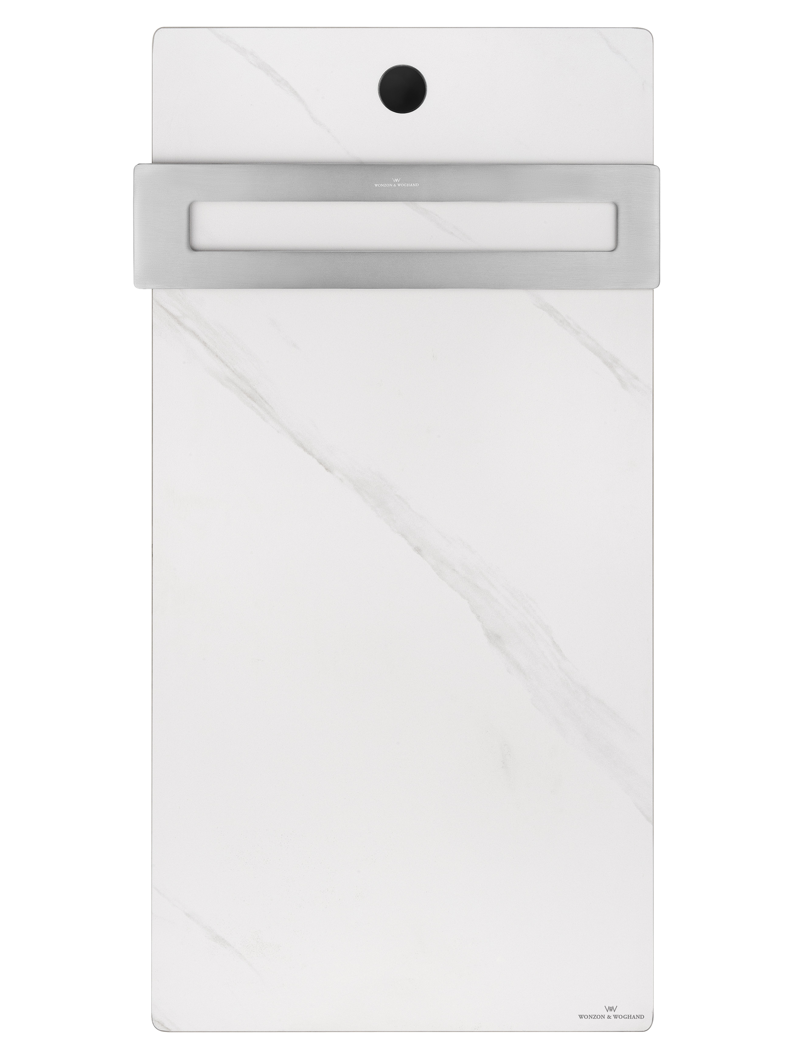 Полотенцесушитель электрический с каменной плитой Белый мрамор WONZON & WOGHAND STUTTGART, Брашированный никель (WW-A501-BR)