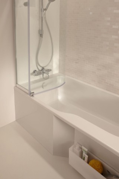 Шторка на ванну Jacob Delafon Bain Douche Malice 95x150 Хром стекло прозрачное