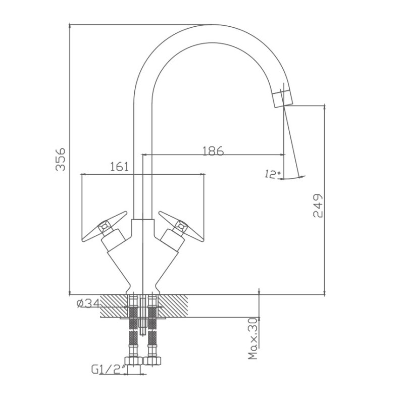 Смеситель для кухни Haiba HB4099, хром