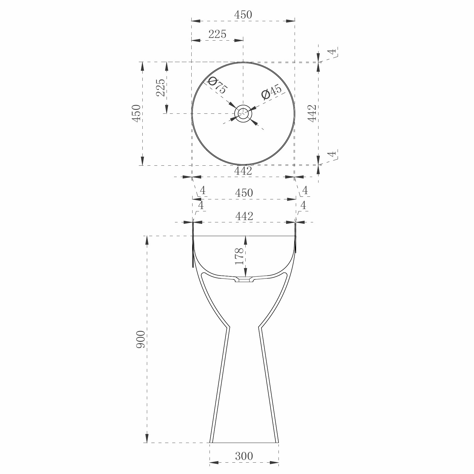 Раковина отдельностоящая прозрачная ABBER Kristall AT2703Black-Vesuvian черный/оливковый